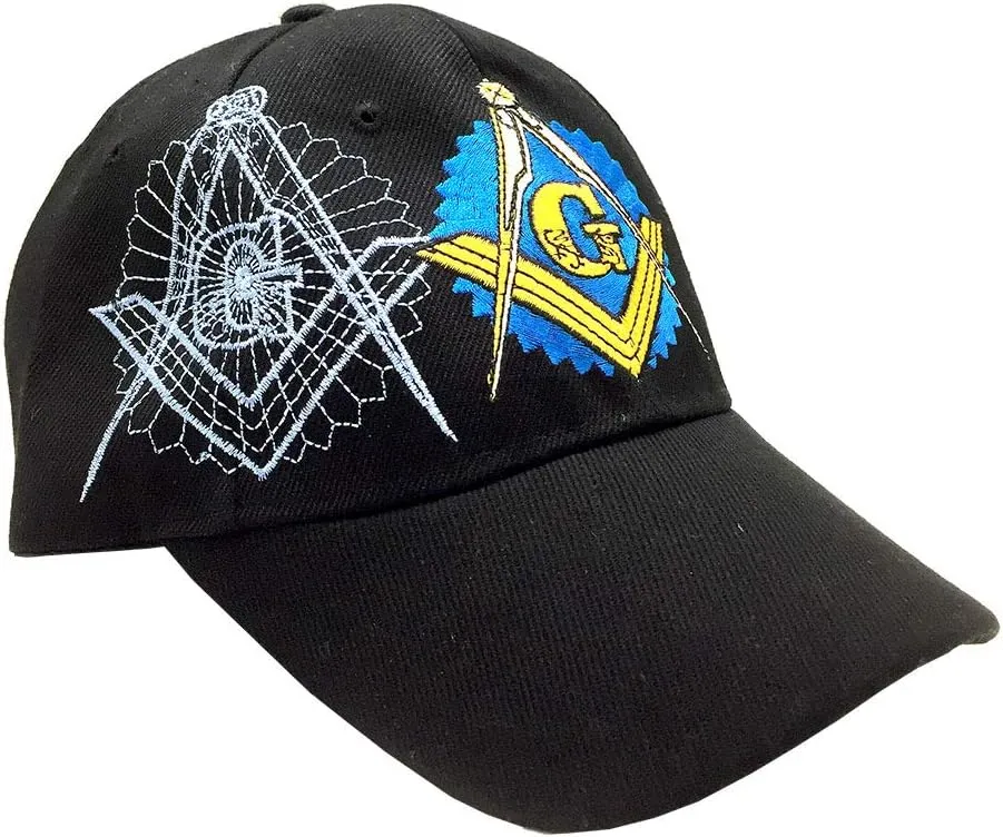 AborenCo Freemason Mason Lodge Symbol Adjustable 3D Embroidery Baseball Cap Hat