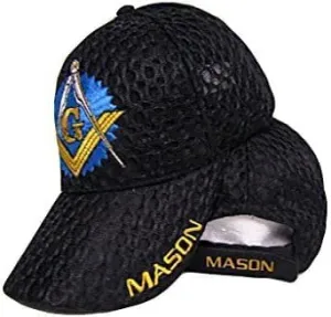 AborenCo Freemason Mason Lodge Symbol Adjustable 3D Embroidery Baseball Cap Hat