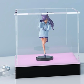 Acrylic Display Case with USB RGB Lights, Light Up Acrylic Display Box with Controller APP Music Sync for Action Figures and Souvenirs, 8’’(L) x8’’(W) x8’’(H’’)
