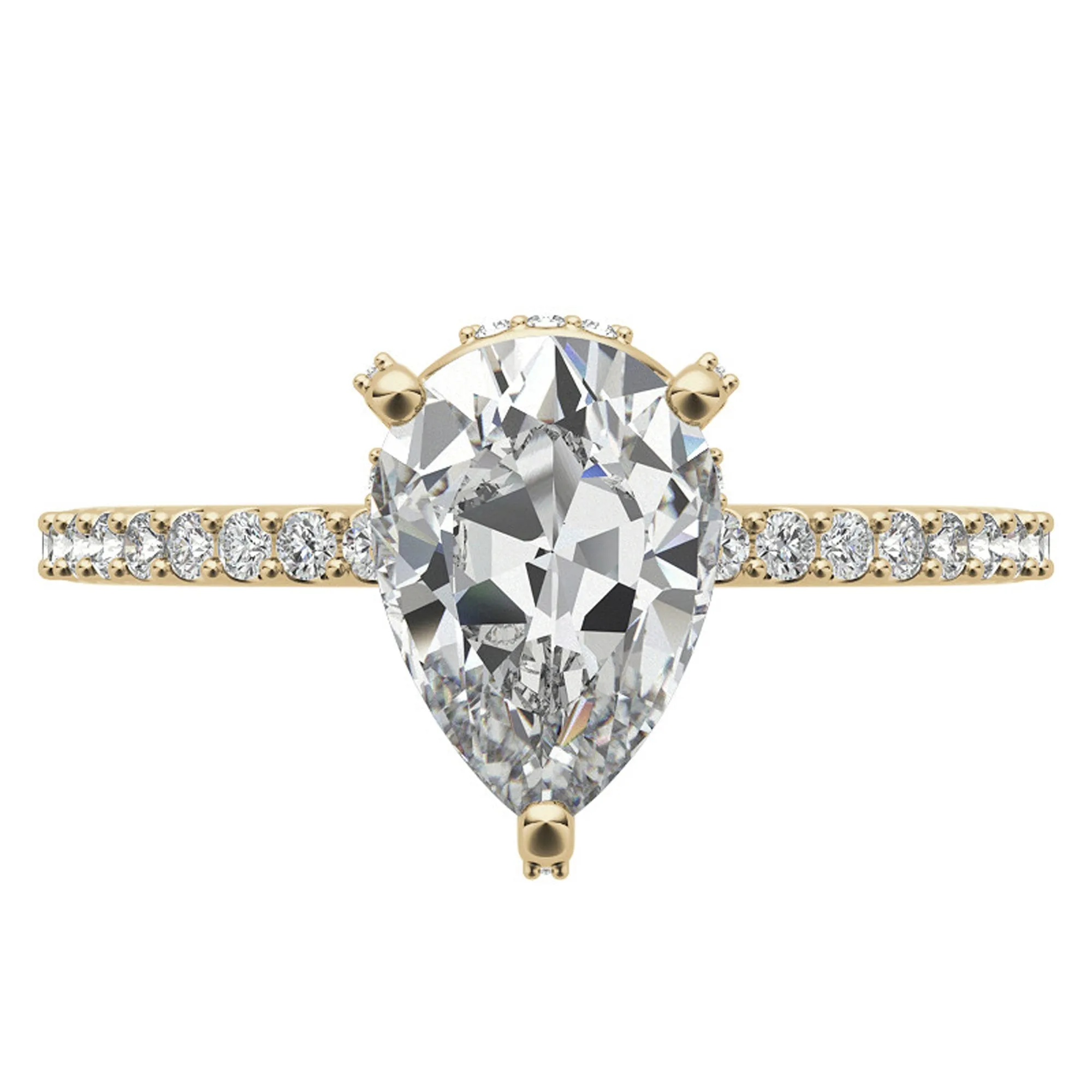 Adjustable Engagement Sterling Silver Yellow Gold  Pear Shape Ring For Women