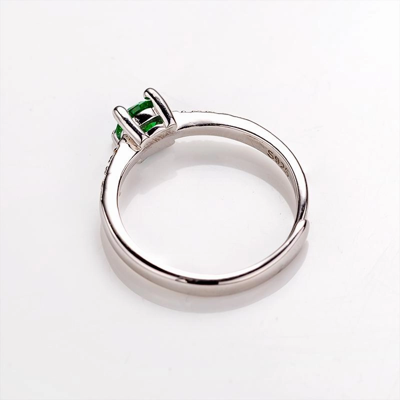 Adjustable 0.5CT Round Shape Lab Created Emerald Half Eternity Solitaire Ring