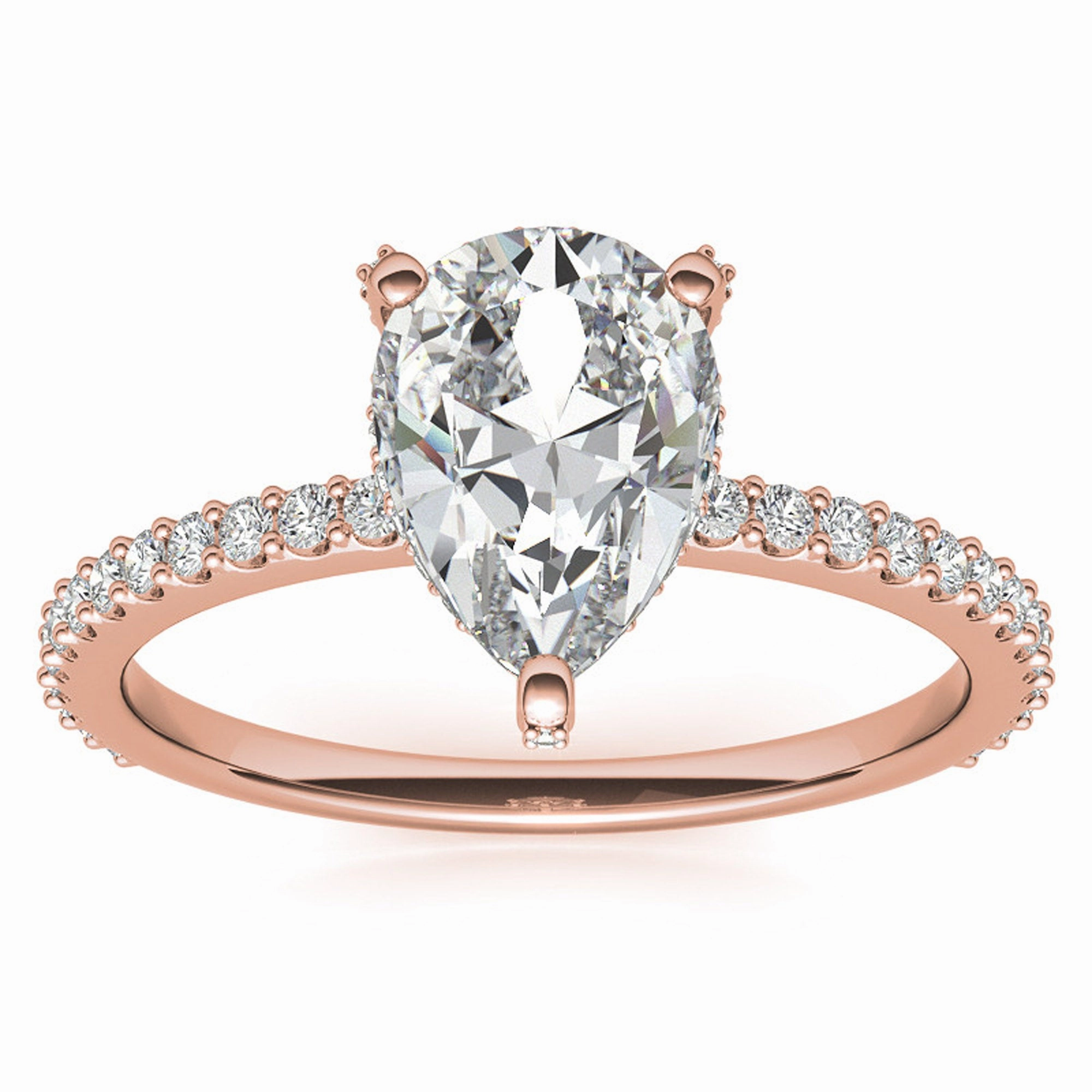 Adjustable Engagement Sterling Silver Rose Gold  Pear Shape Ring For Women