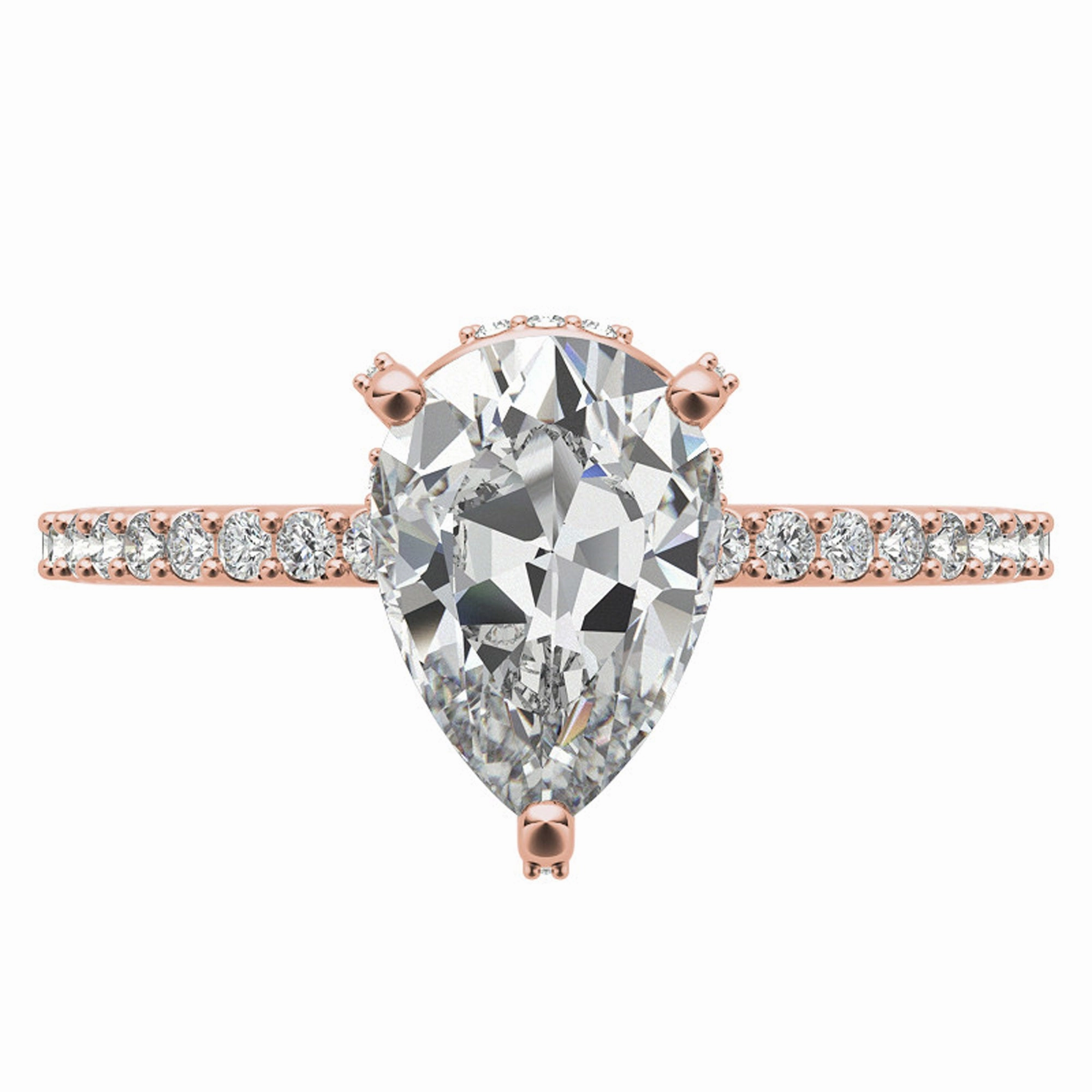 Adjustable Engagement Sterling Silver Rose Gold  Pear Shape Ring For Women