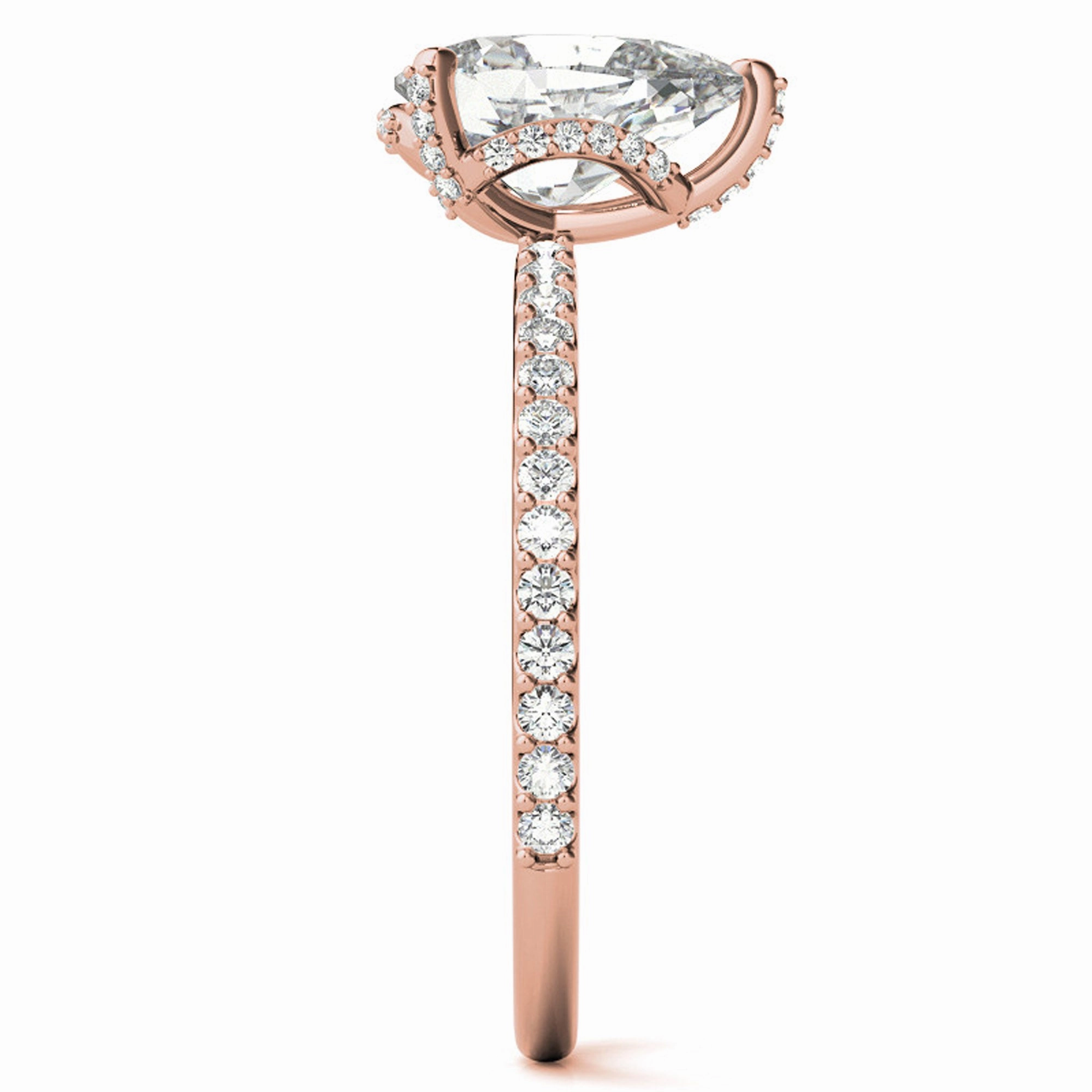 Adjustable Engagement Sterling Silver Rose Gold  Pear Shape Ring For Women
