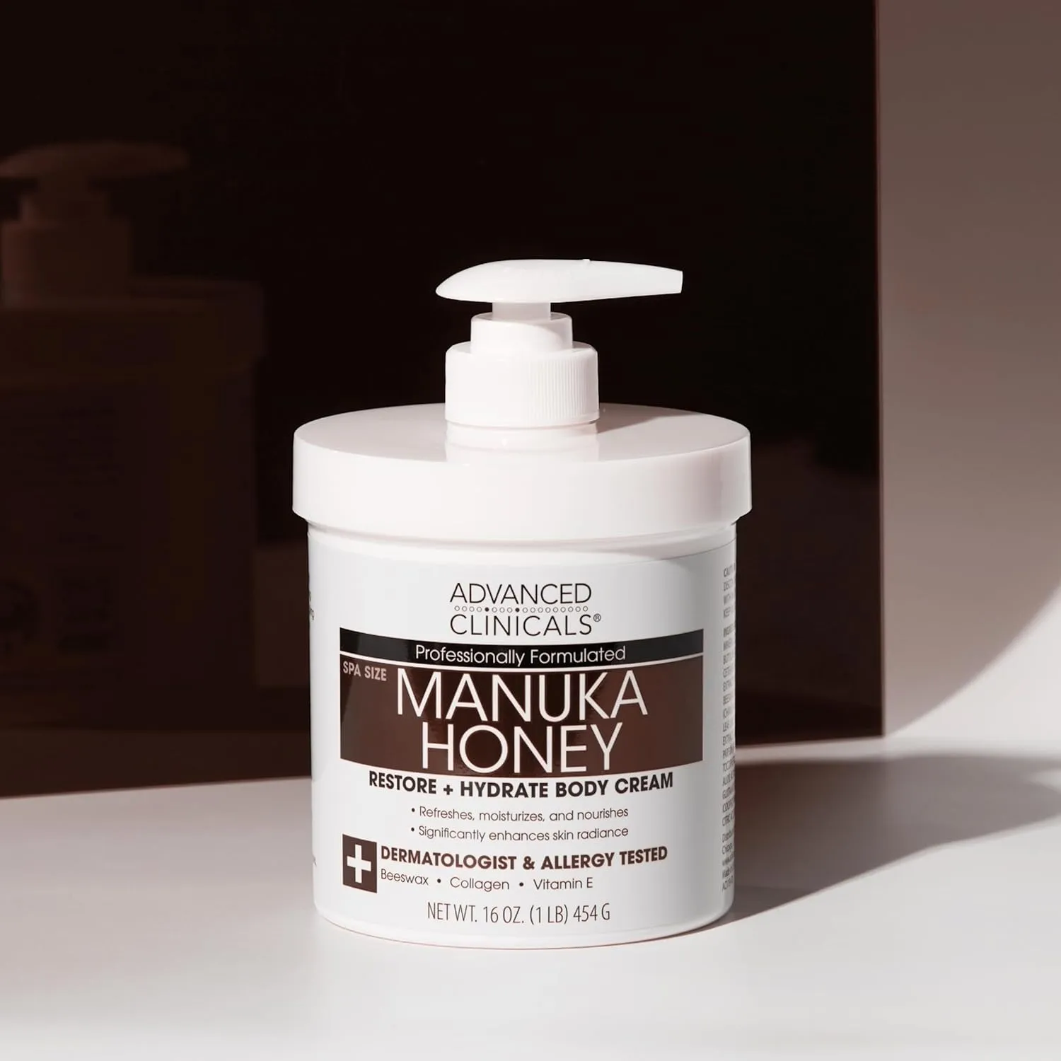 Advanced Clinicals Manuka Honey Body Cream For Women & Men | Body Butter Lotion For Extremely Dry Skin | Collagen Cream | Skincare Moisturizer Hydrating Balm Improves Look Of Aging Skin, 16 Ounce