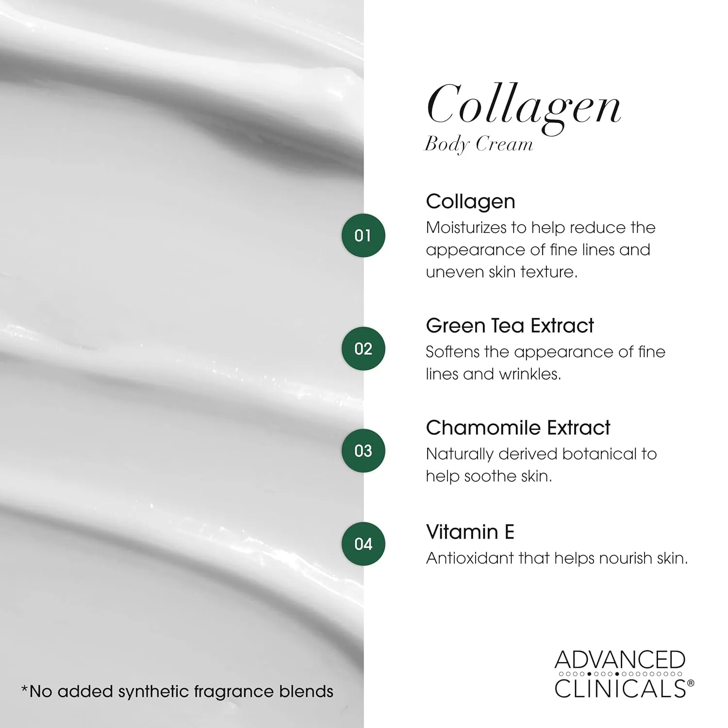 Advanced Clinicals Unscented Collagen Cream Face Moisturizer & Body Lotion   Collagen Body Oil Skincare 2pc Set For Women & Men Helps Reduce Appearance Of Crepey Skin, Wrinkles, & Dry Skin, 2PC Set