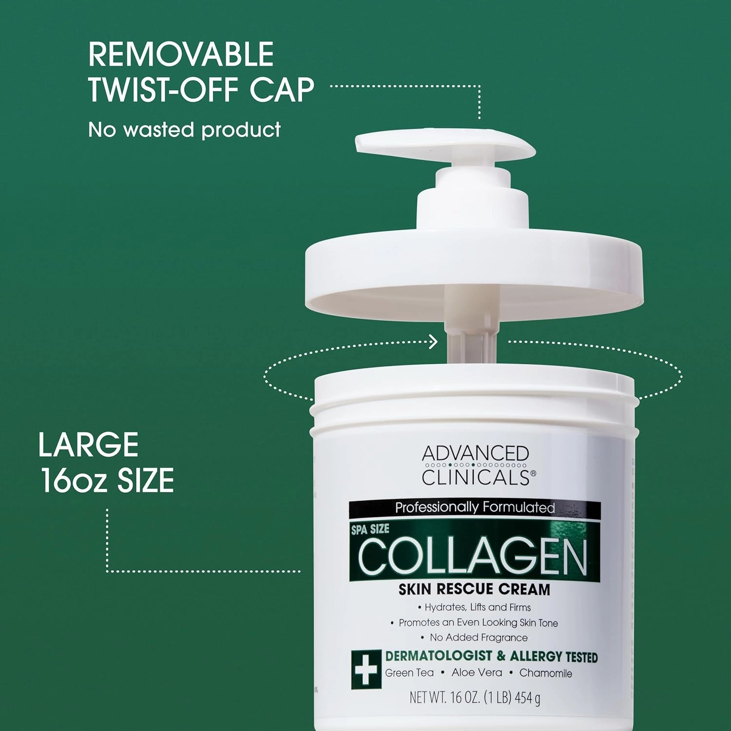 Advanced Clinicals Collagen Cream Body Lotion & Face Moisturizer W/Vitamin E | Skincare Collagen Lotion For Women, Men, Hand, & Neck Improves Look Of Crepe Skin & Uneven Dry Skin, 16Oz   Travel Size