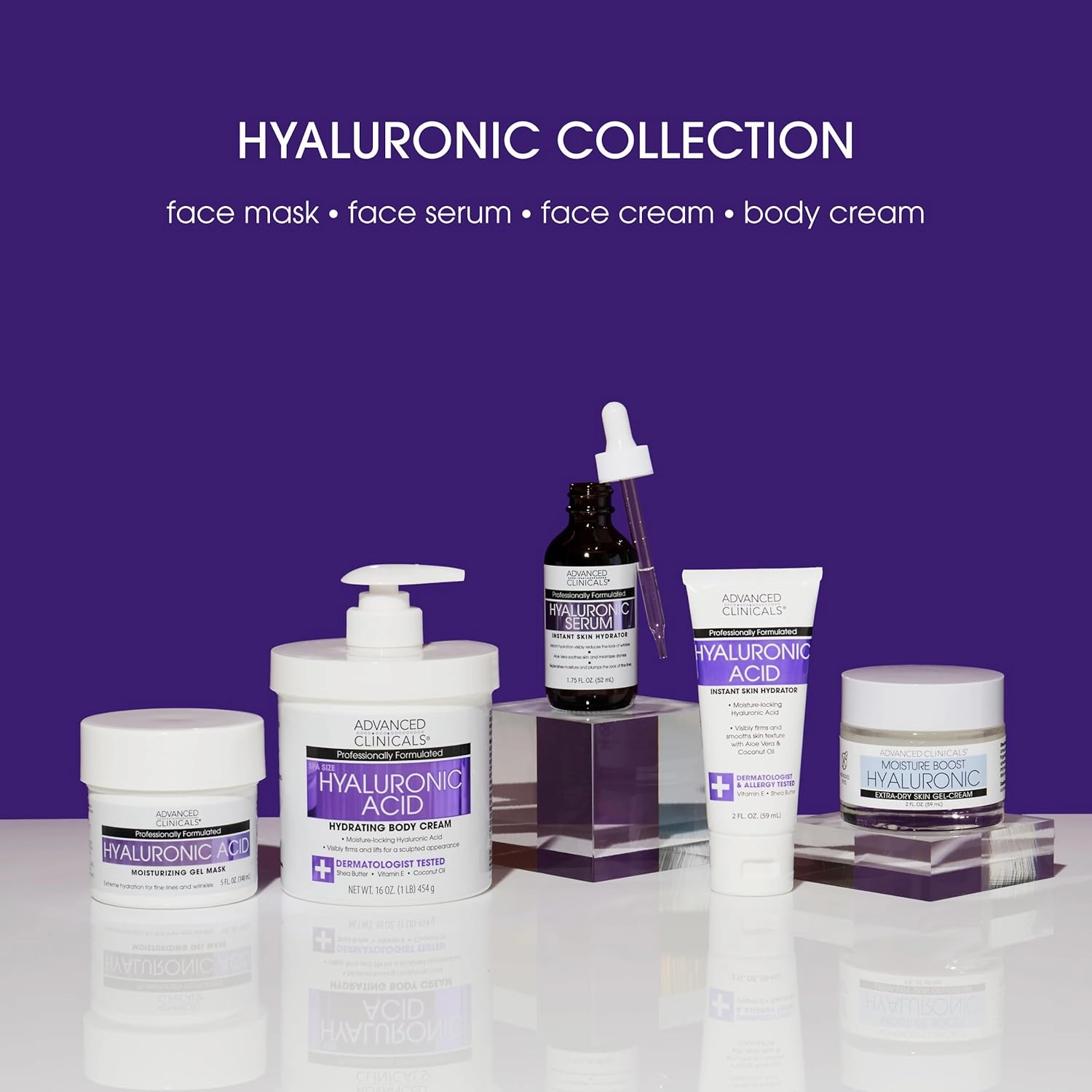 Advanced Clinicals Hyaluronic Acid Moisturizer Body Cream W/Vitamin E | Hydrating Cream & Body Lotion For Women & Men To Help Improve Look of Wrinkles, Dry Skin, Crepey Looking Skin, 16OZ, 2-Pack
