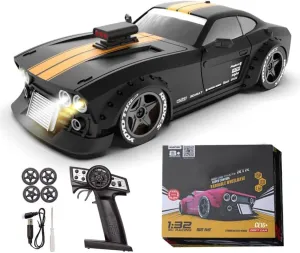 Aetheria KM3299 Remote Control Car RC Drift Car, 4WD RC Cars Vehicle with ESP Gyro, LED Headlights Drift Wheel, 1:32 High Speed Racing RC Vehicle Gifts for Adults Christmas - Black
