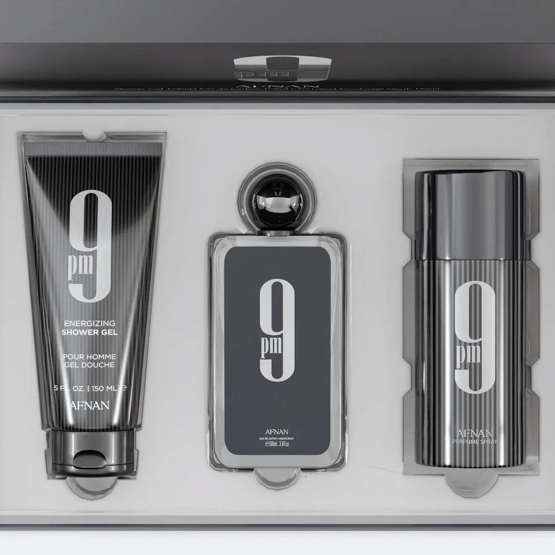 Afnan 9 Pm 3 Piece Set for Men, (3.4 Oz De Parfum Eau De Parfum Spray   5.0 Oz Shower Gel   5.0 Oz Perfume Deodorant)