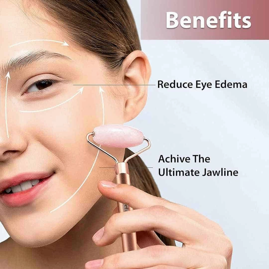 AGARO 3 In 1 Electric Rose Quartz Face Roller-Rose Gold