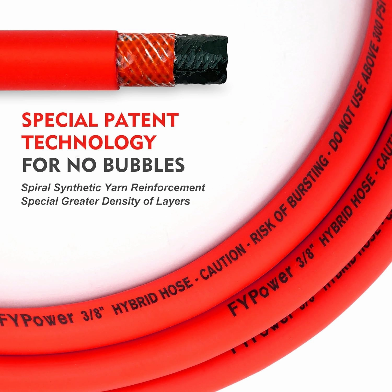 Air Compressor Whip Hose 3/8 Inch x 10 Feet Lead in Hybrid Hose with Fittings, Flexible and Kink Resistant, 1/4" Industrial Quick Coupler and Plug Kit, Red