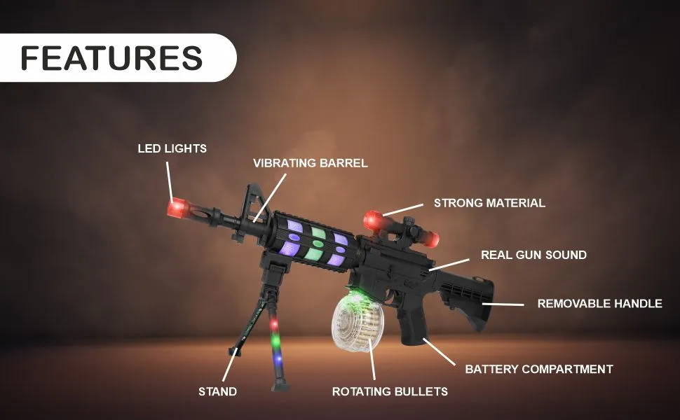 AK-87 Flashing Gun | Shooting Gun | Role Play Toy | Compact Toy Gun | Imaginative Play Gun | For Kids 3  years