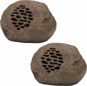 Alpine Corporation Weather-resistant Bluetooth Solar-Powered Outdoor Wireless Rock Speaker - Set of 2