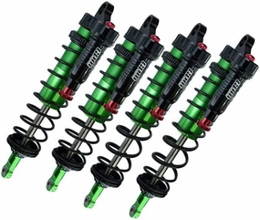 Aluminum 6061-T6 Front and Rear L-Shape Piggy Back (Built-in Piston Spring) Adjustable Spring Dampers for Traxxas 1/8 4WD Sledge Monster Truck 95076-4 Upgrades - Green