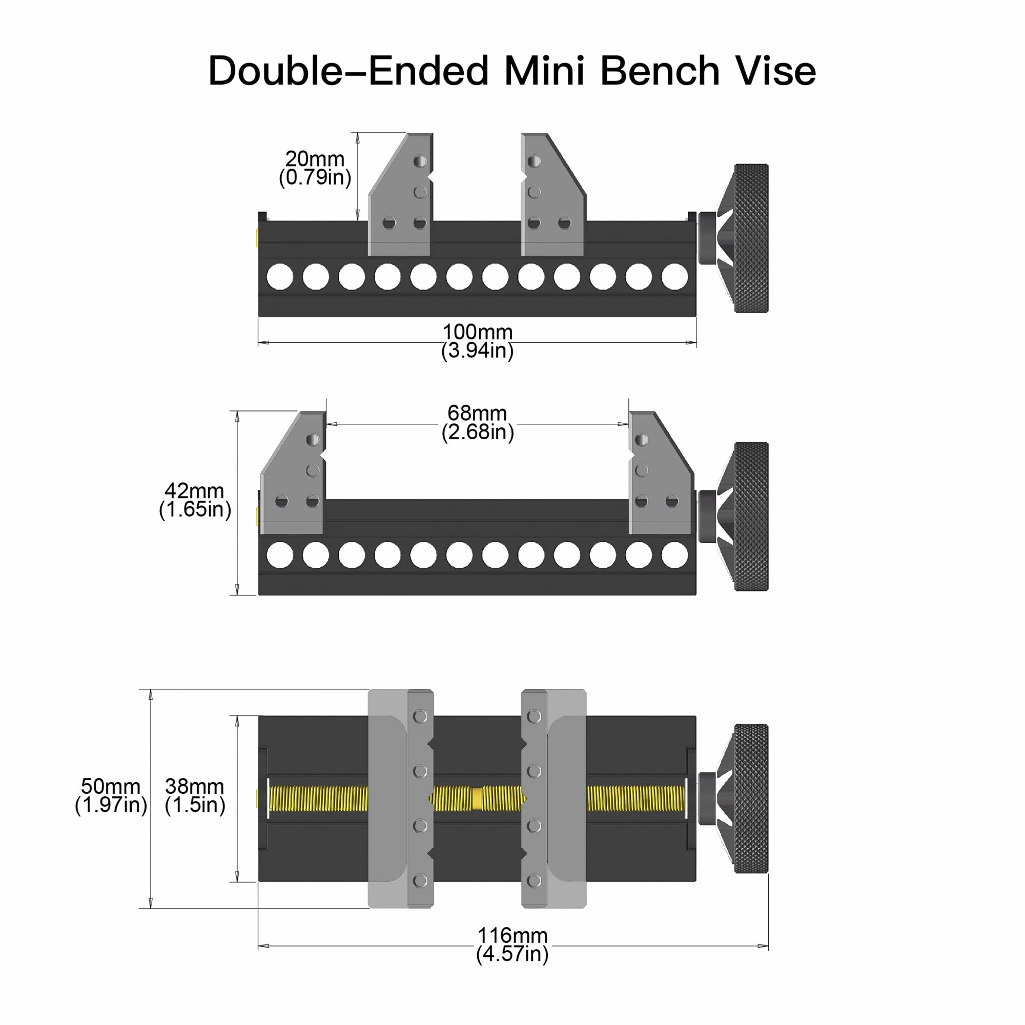 AM ARROWMAX Precision Double-Ended Mini Bench Vise - Crafted From Aerospace-grade Aluminum Alloy And Precision CNC Machined, Enhance Precision and Stability for Crafts, Jewelry Making