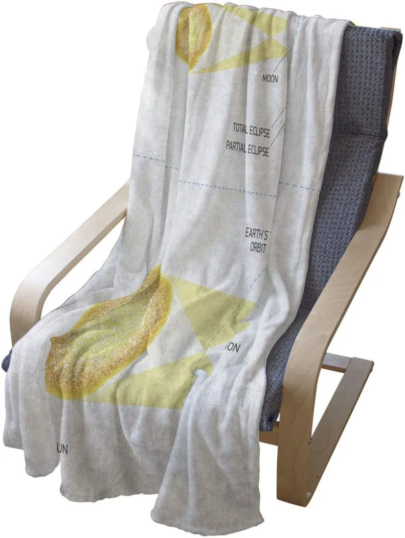 Ambesonne Science Throw Blanket, Solar and Lunar Eclipse Planet Earth Sun Moon Orbit Astronomy Science, Flannel Fleece Accent Piece Soft Couch Cover for Adults, 70" x 90", Blue Green Mustard