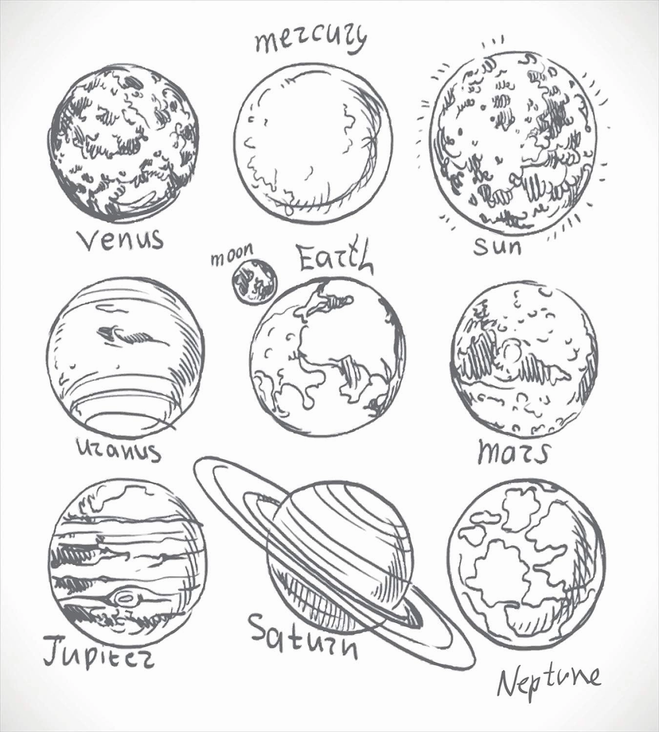 Ambesonne Science Duvet Cover Set, Planets of Solar System Sun Mercury Earth Moon Mars Neptune Saturn Jupiter Science, Decorative 3 Piece Bedding Set with 2 Pillow Shams, Queen Size, Off White