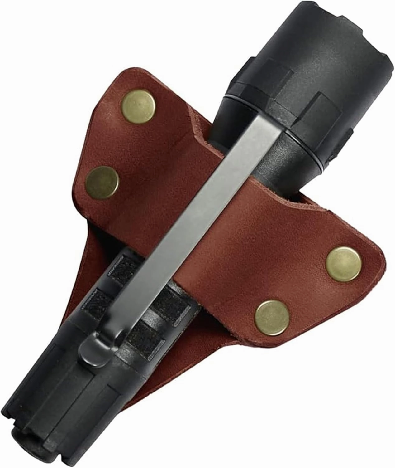 American Bench Craft Tactical Leather Flashlight Holster | EDC Flashlight Holder for Duty Belt or Tool Belt | Tactical Pouch fits Maglite Mag-Tac CR123, Streamlight PolyTac 88850, Fenix PD35 and More