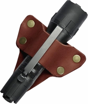 American Bench Craft Tactical Leather Flashlight Holster | EDC Flashlight Holder for Duty Belt or Tool Belt | Tactical Pouch fits Maglite Mag-Tac CR123, Streamlight PolyTac 88850, Fenix PD35 and More