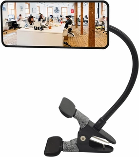Ampper Glass Clip On Security Mirror, Flexible Convex Cubicle Mirror for Personal Safety and Security Desk Rear View Monitors or Anywhere (6.69" x 2.95", Rectangle)