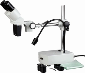 AmScope SE400-Z Professional Binocular Stereo Microscope, WF10x and WF20x Eyepieces, 10X and 20X Magnification, 1X Objective, LED Lighting, Boom-Arm Stand, 110V-120V