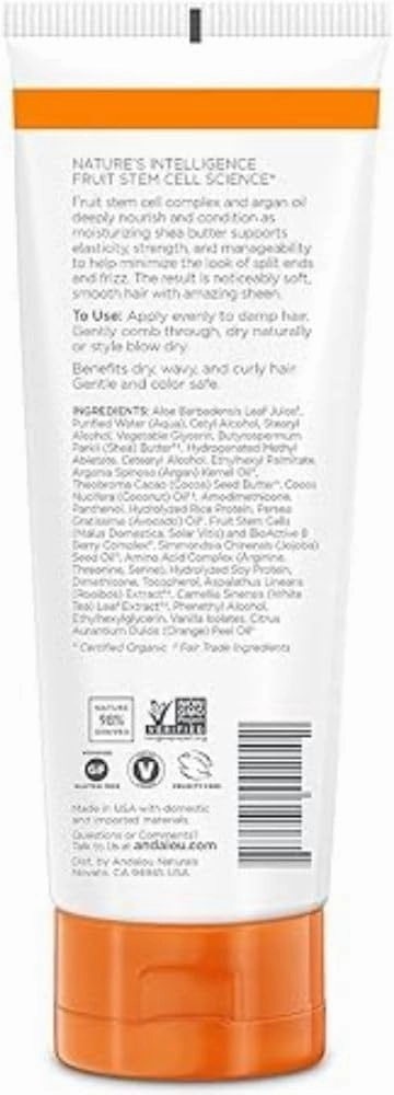 Andalou Naturals Styling Cream Ounces, Argan Oil & Shea, 6.8 Fl Oz (Pack of 2)