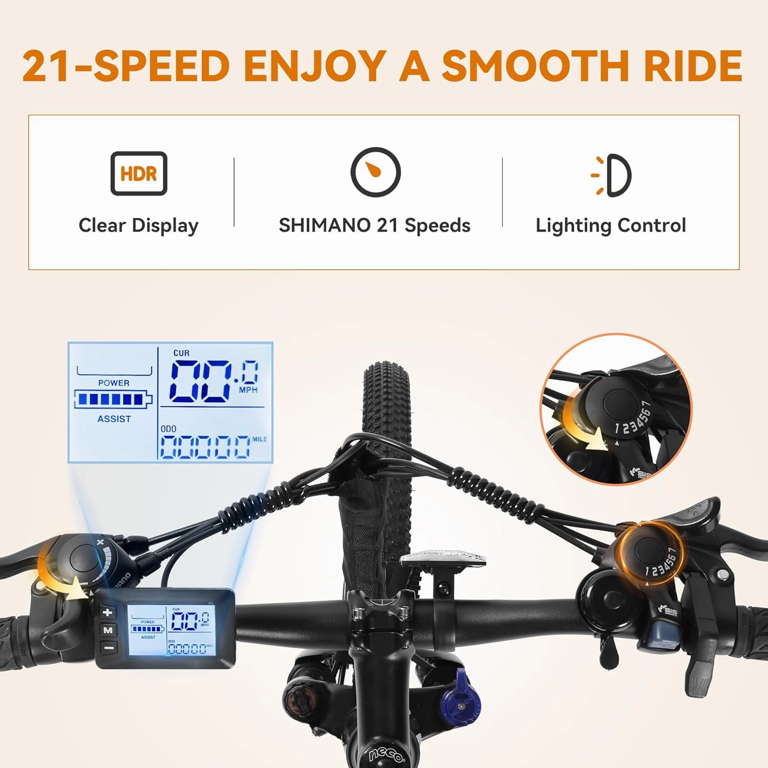 Apex Electric Bike for Adults, 26" 1000W Peak Electric Mountain Bike, 22MPH Top Speed, Max Range 55  Miles, 48V Removable Battery, 21-Speed Lightweight E-Bike, Front Suspension