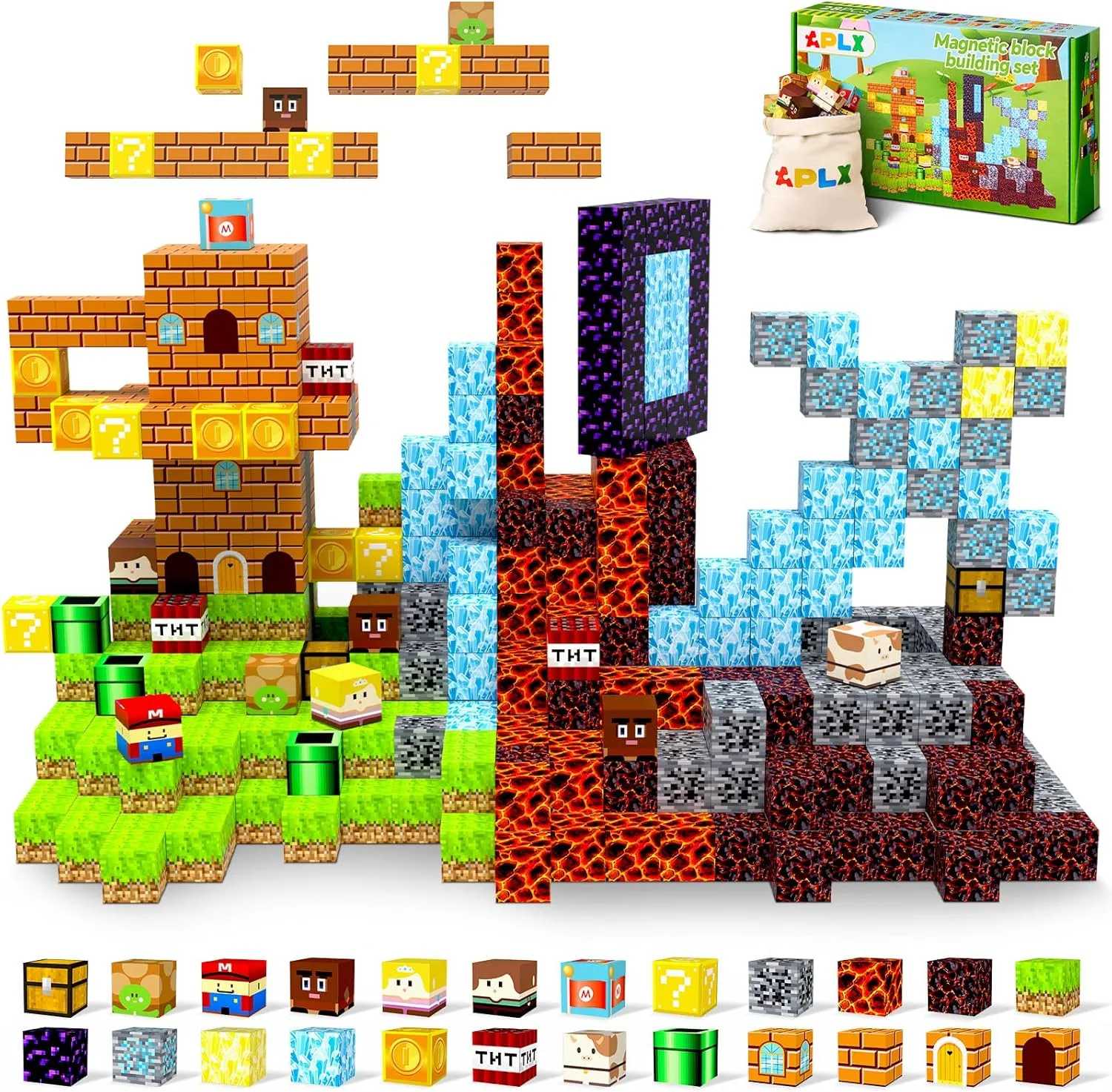 APLX Magnetic Blocks Cubes for Toddlers Boys and Girls Aged 3 , 28 Pieces Magnet Set STEM Building Toys, Creative Christmas Birthday Gifts for Kids