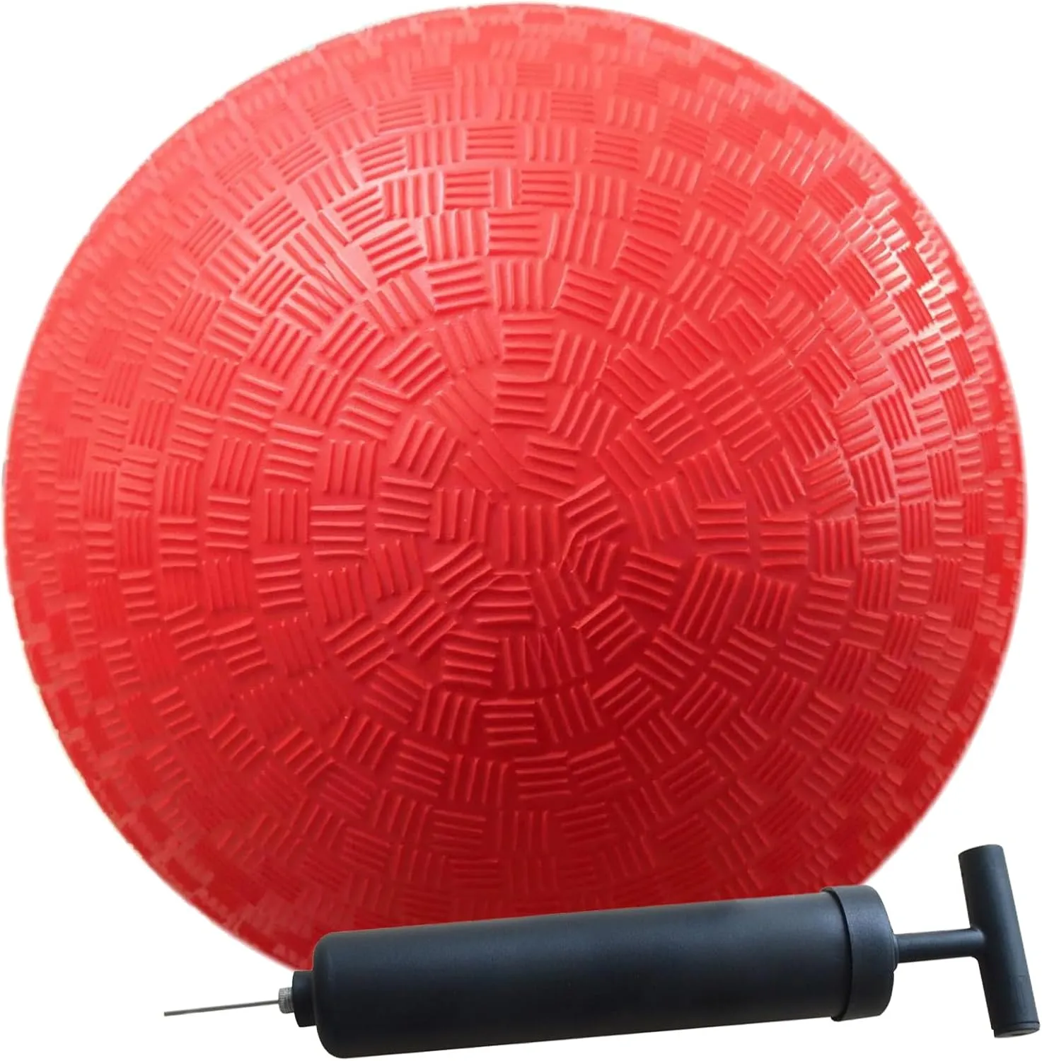 AppleRound 10-inch Playground Ball with Air Pump - Dodgeball, Handball, Kick Ball for Camps and Schools, Red