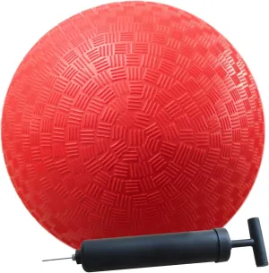 AppleRound 10-inch Playground Ball with Air Pump - Dodgeball, Handball, Kick Ball for Camps and Schools, Red