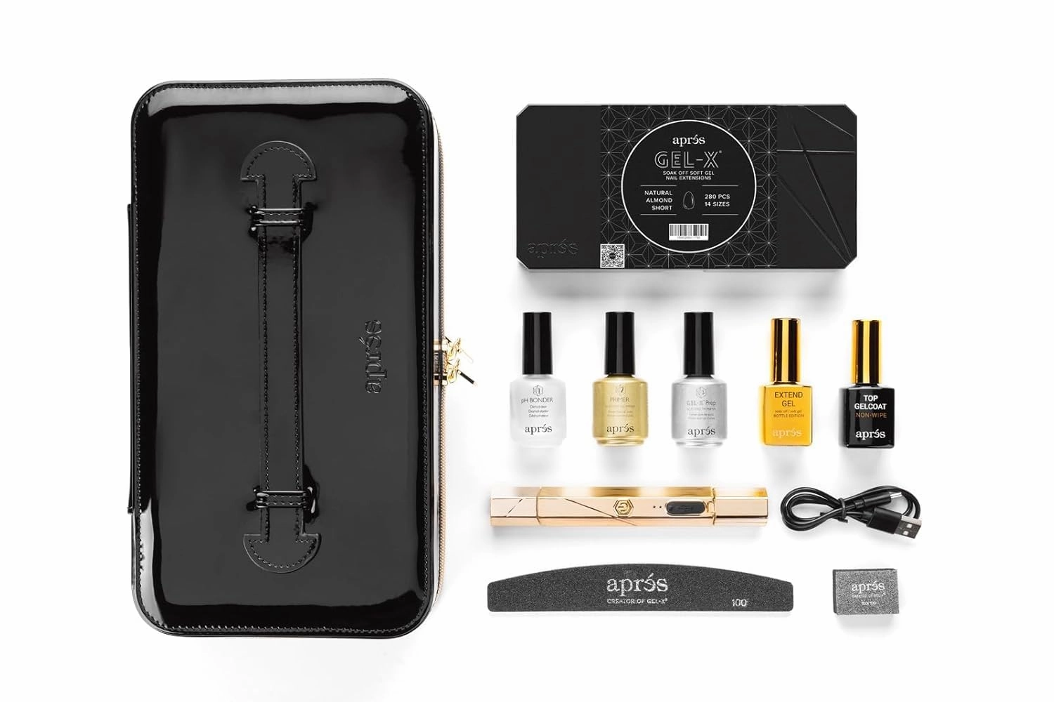 Apres Gel-X Nail Professional Starter Kit, 14 Sizes 00-9 w/ Half Sizes Included, Soft Gel Nail Tips Extension Kit, 2025 Edition (Natural Almond Short)