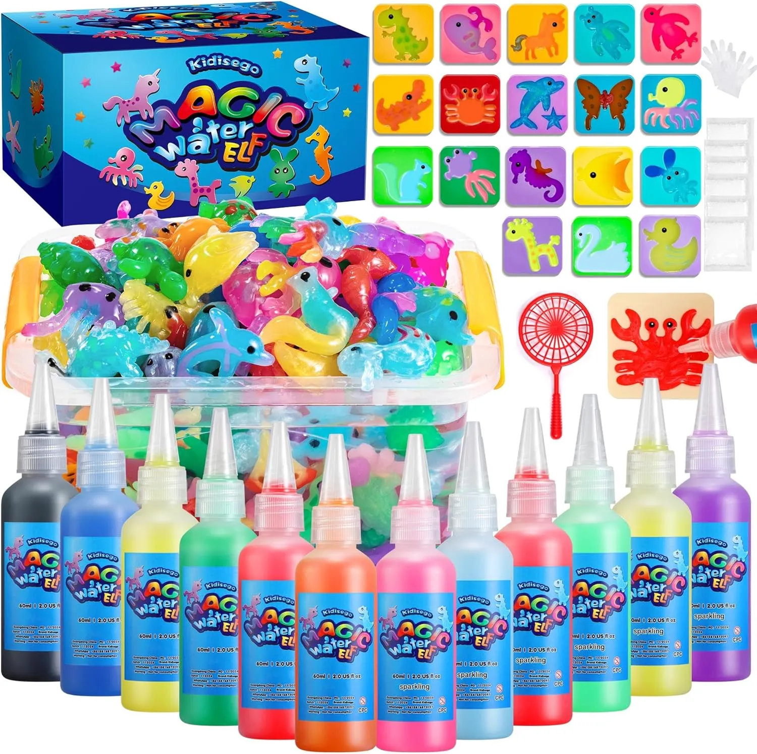 Aqua Fairy Water Gel Kit for Kids, Magic Water Elf Toy Kit with 12 Colors Magic Gel, Aqua Fairy kit with 18 Shape Molds, Crate Your Own Magic Elf Kit Water Pets Craft Kits for Kids