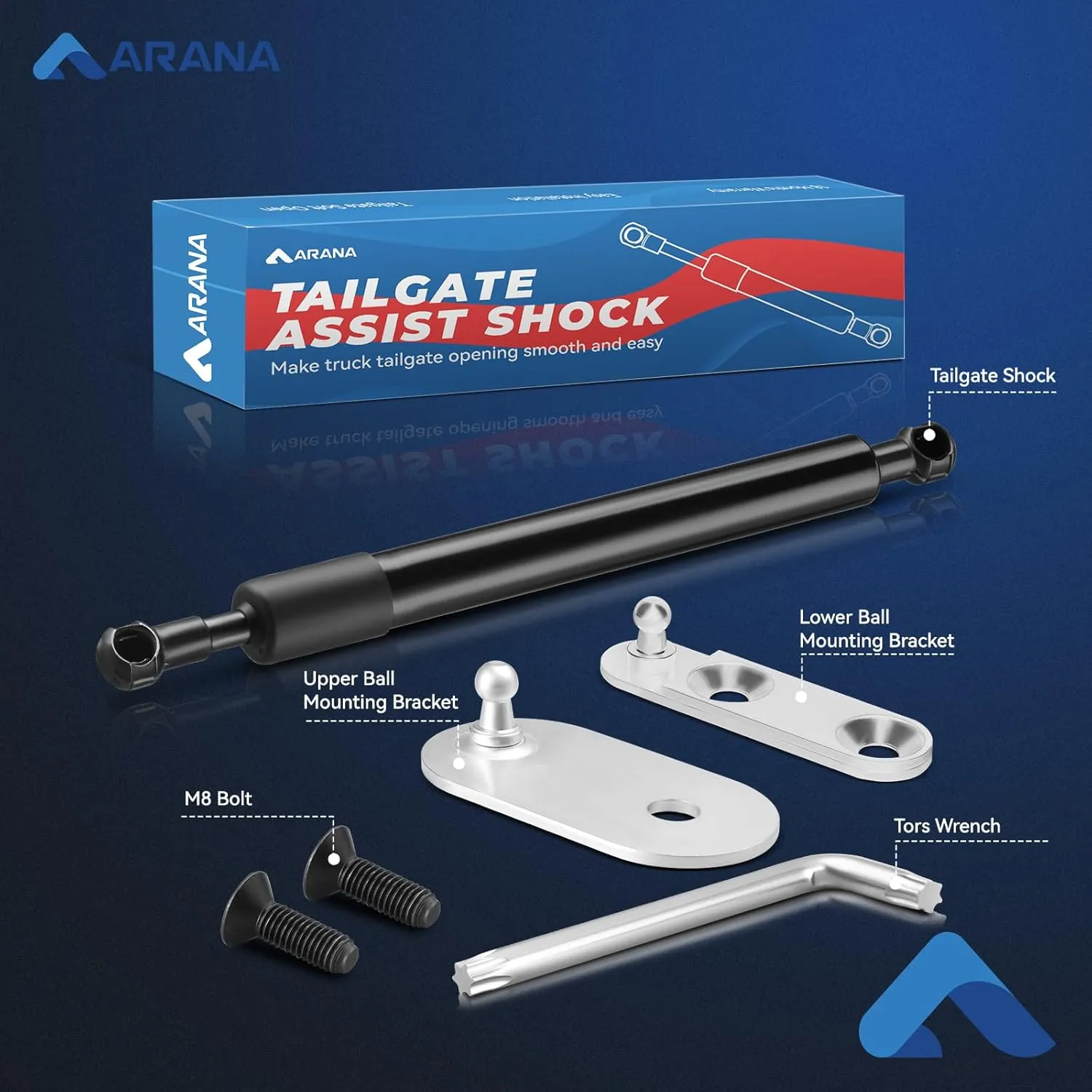 ARANA Tailgate Assist Shock for Ford Ranger, 2019-2024 Ford Ranger Tailgate Soft Open Accessories, 43206 Truck Tail gate Damper(All Tools Provided)