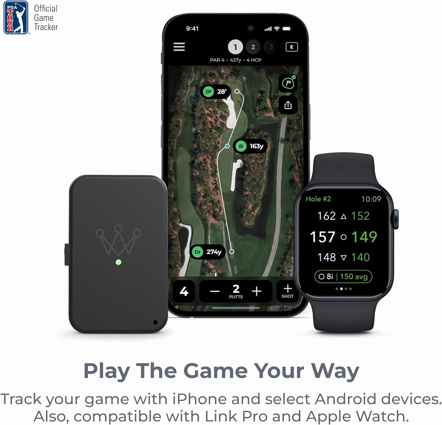 Arccos Golf Pride MCC & Tour Velvet Smart Grips: Automatic Golf Game Tracking System, Personal A.I. Caddie Advice, A.I. Powered GPS Rangefinder, Strokes Gained Insights & Smart Club Distances