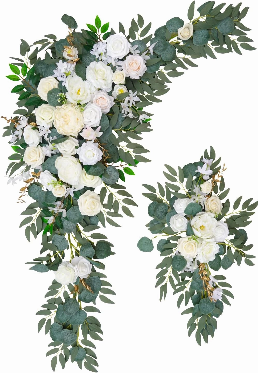 Arch Flowers with Drapes Kit (Pack of 2) for Wedding Ceremony Arbor and Reception Backdrop Decoration Wedding Welcome Signs Floral Birthday Party Decoration