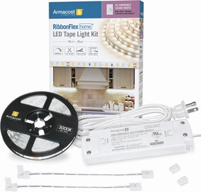 Armacost Lighting 421502 Ribbon Flex Home LED Tape Light Kit, 16 ft, AC Dimmable (3000K) 300 LED Lights