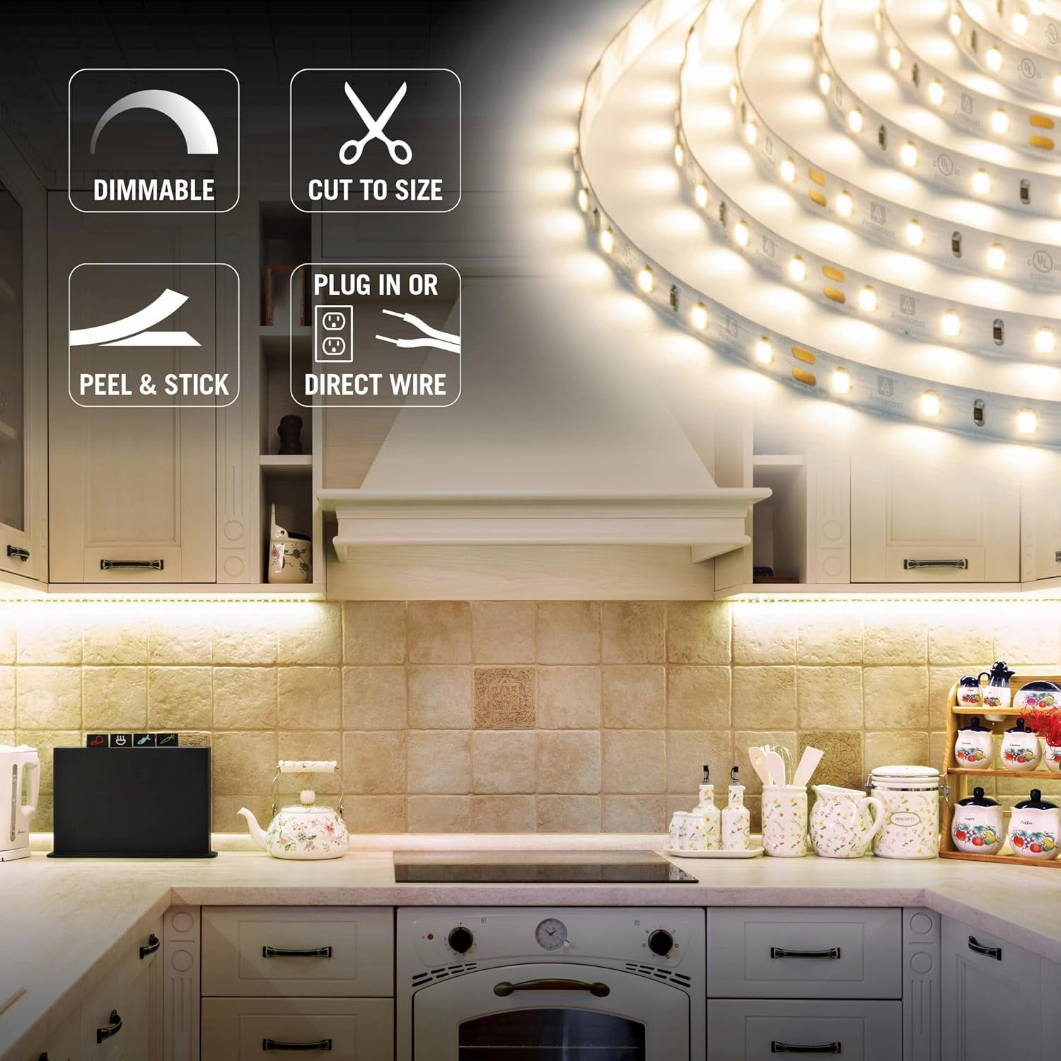Armacost Lighting 421502 Ribbon Flex Home LED Tape Light Kit, 16 ft, AC Dimmable (3000K) 300 LED Lights