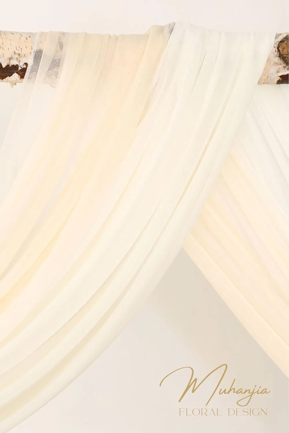 Artificial Wedding Arch Flowers Kit(Pack of 4),2Pcs Artificial Flower Arch Decor, 2Pcs Chiffon Fabric Drapes, Ceremony Decoration, Floral Outdoor Party Decor (Champagne & Cream)
