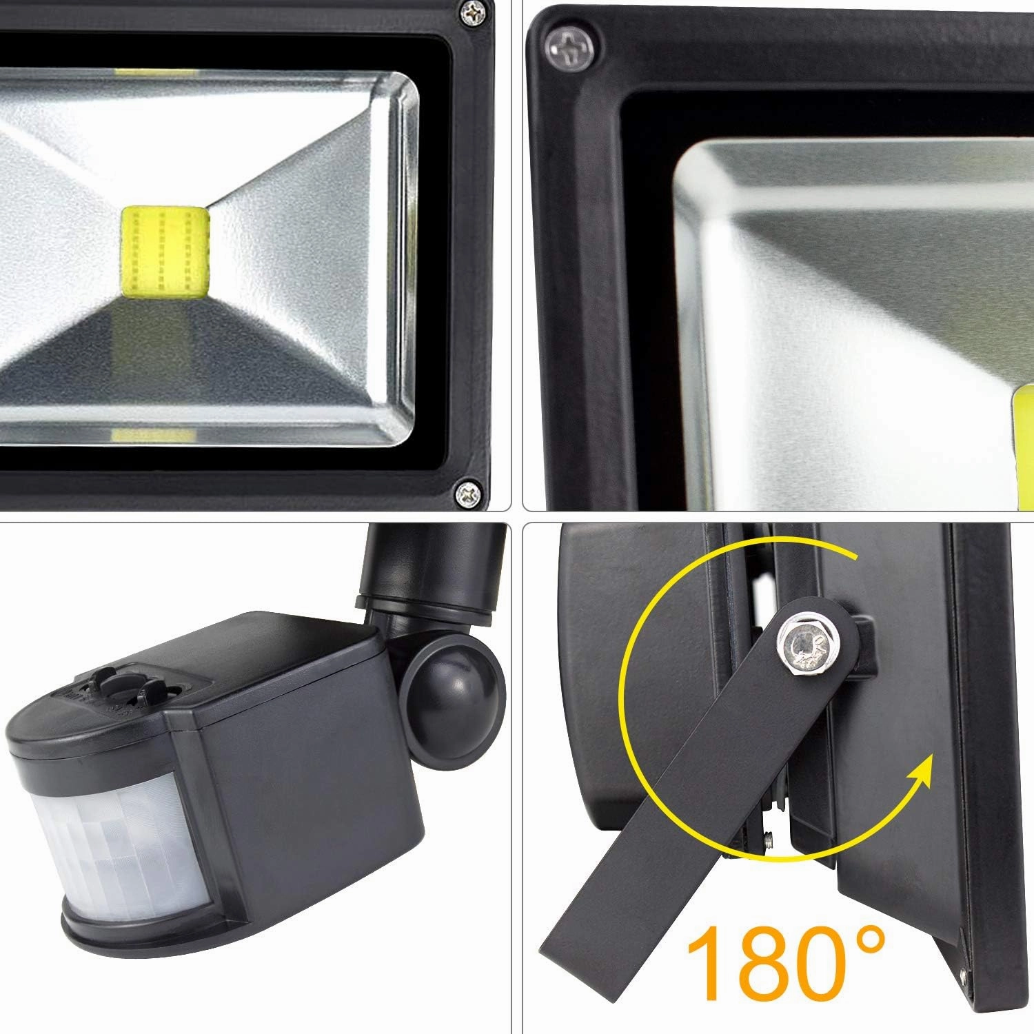ASIGN 30W Motion Sensor LED Flood Light, 6000K Daylight White, 3500lm(Max), IP65 Waterproof Security Spotlight with PIR for Driveway Parking Lot - Black