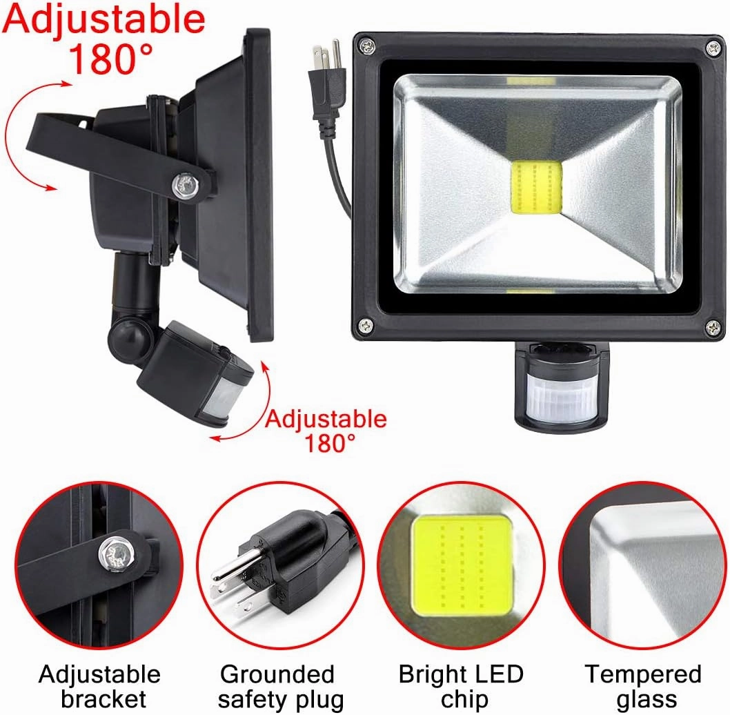 ASIGN 30W Motion Sensor LED Flood Light, 6000K Daylight White, 3500lm(Max), IP65 Waterproof Security Spotlight with PIR for Driveway Parking Lot - Black