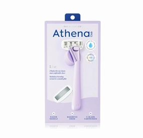 Athena-Club Women's Razor Kit, 5-Blade, 1 Handle with 2 Blade Refills, Magnetic Hook, Lilac