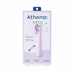 Athena-Club Women's Razor Kit, 5-Blade, 1 Handle with 2 Blade Refills, Magnetic Hook, Lilac