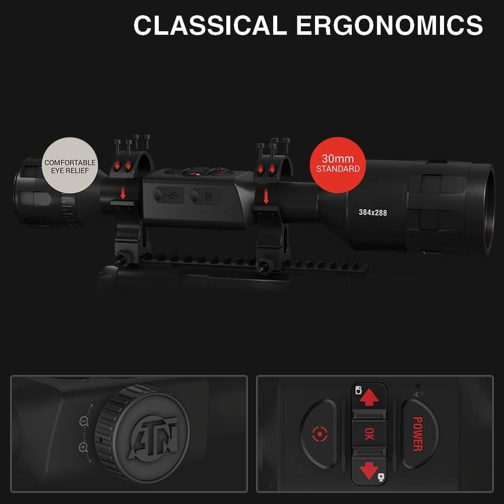 ATN Thor 4 Thermal Scope w/Video rec in HD, Smooth Zoom, Bluetooth and Wi-Fi (Streaming, Gallery & Controls)