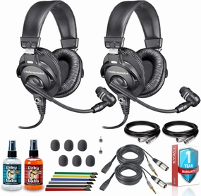 Audio-Technica BPHS1 Broadcast Stereo Headset (2-Pack) with Two 10ft XLR Cables, Cleaning Kit, 6-Pack Reusable Cable Ties, and 1-Year Extended Warranty
