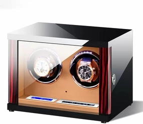 Automatic Watch Winder Watches Piano Baking Paint Pu Leather Watches Display Box Quiet Motor LED Lights Watch Box Organizer (2 0)