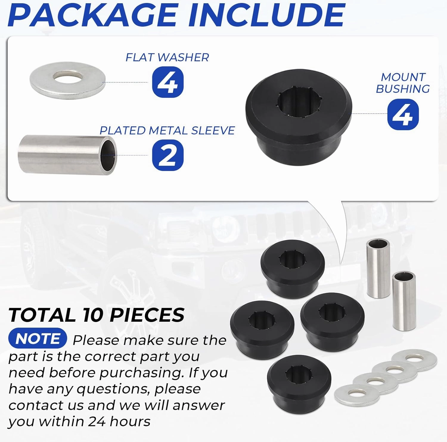 AUTOVIC Polyurethane Front Differential Side Mount Bushings Set Kit for Hummer H3 2006-2010 (Black)
