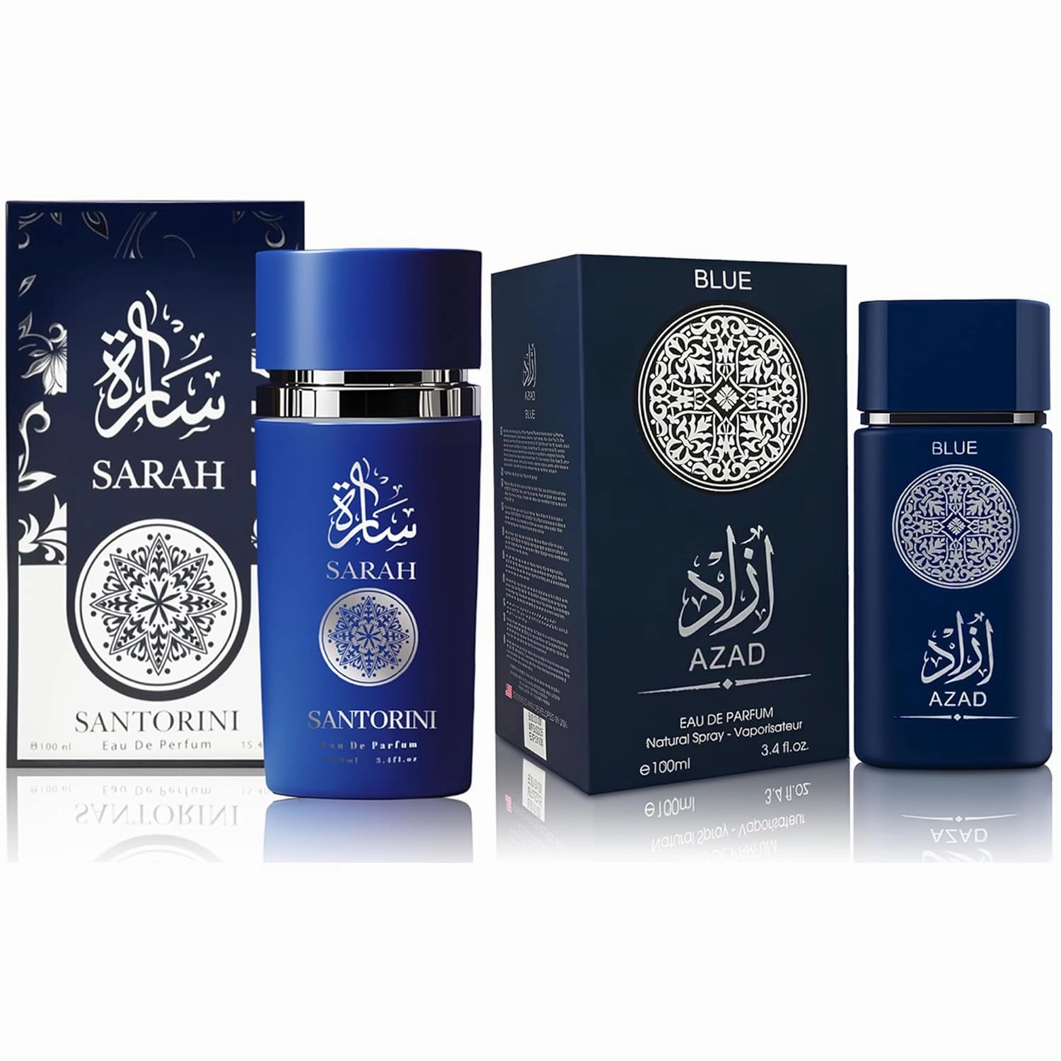 AZAD BLUE & Sarah Santorin Musk Men's Cologne Set | 2-in-1 Oceanic & Gourmet Perfume Gift for Men | Fresh Sea Lavender & Creamy Sarah Santorinlate Scent | Long-Lasting Eau de Parfum Fragrance