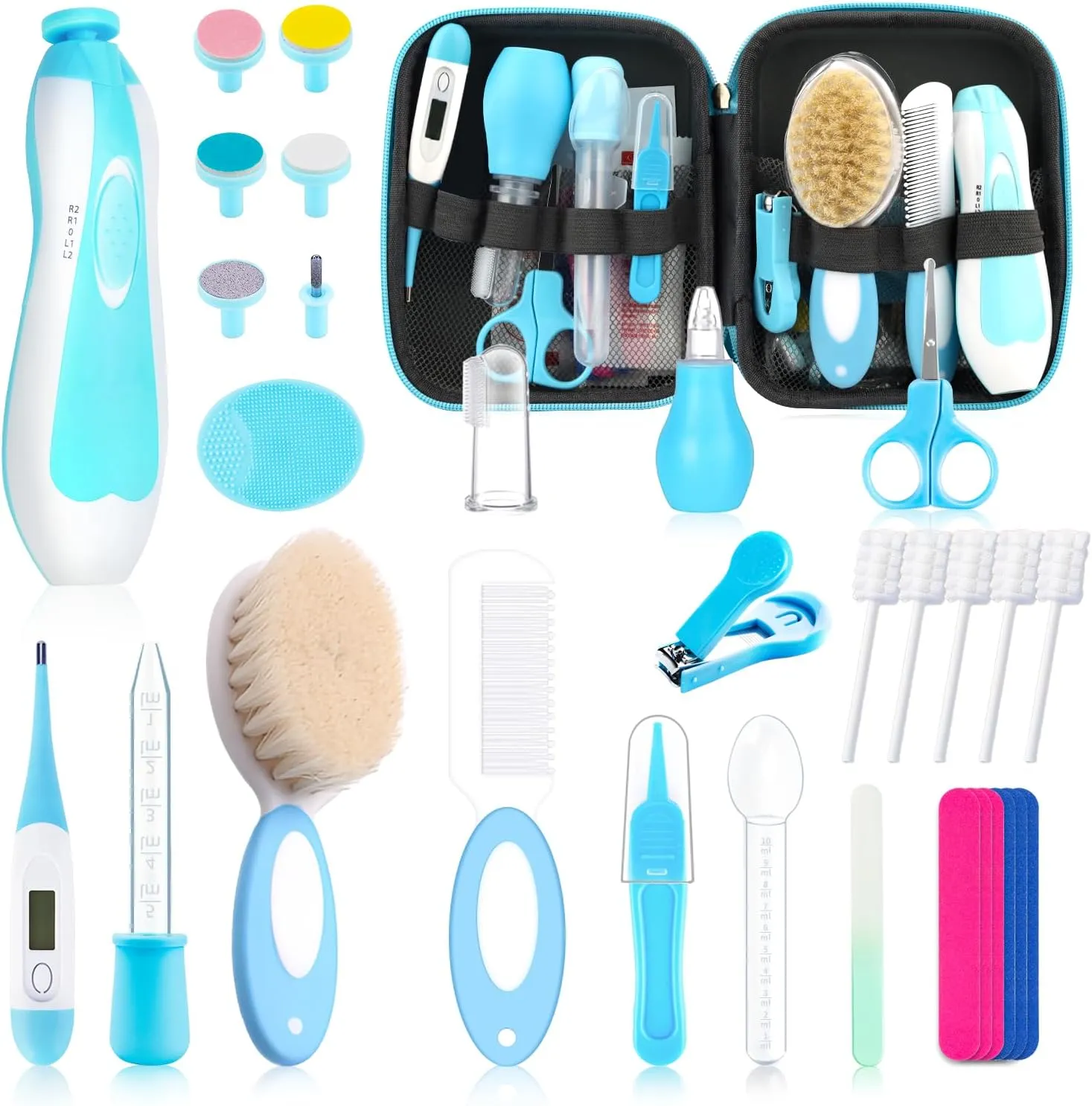 Baby Healthcare and Grooming Kit for Newborn Kids, 31PCS Upgraded Safety Baby Care Kit, Newborn Nursery Health Care Set, Baby Electric Nail Filer Kit, Infant Baby Care Products