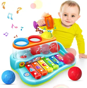Baby Toys 12-18 Months Hammer Pounding Xylophone Kids Gifts for 1 2 3  Year Old Boys Girls, Early Educational with Music Balls, Christmas Birthday Toys for 6 to 12 Months